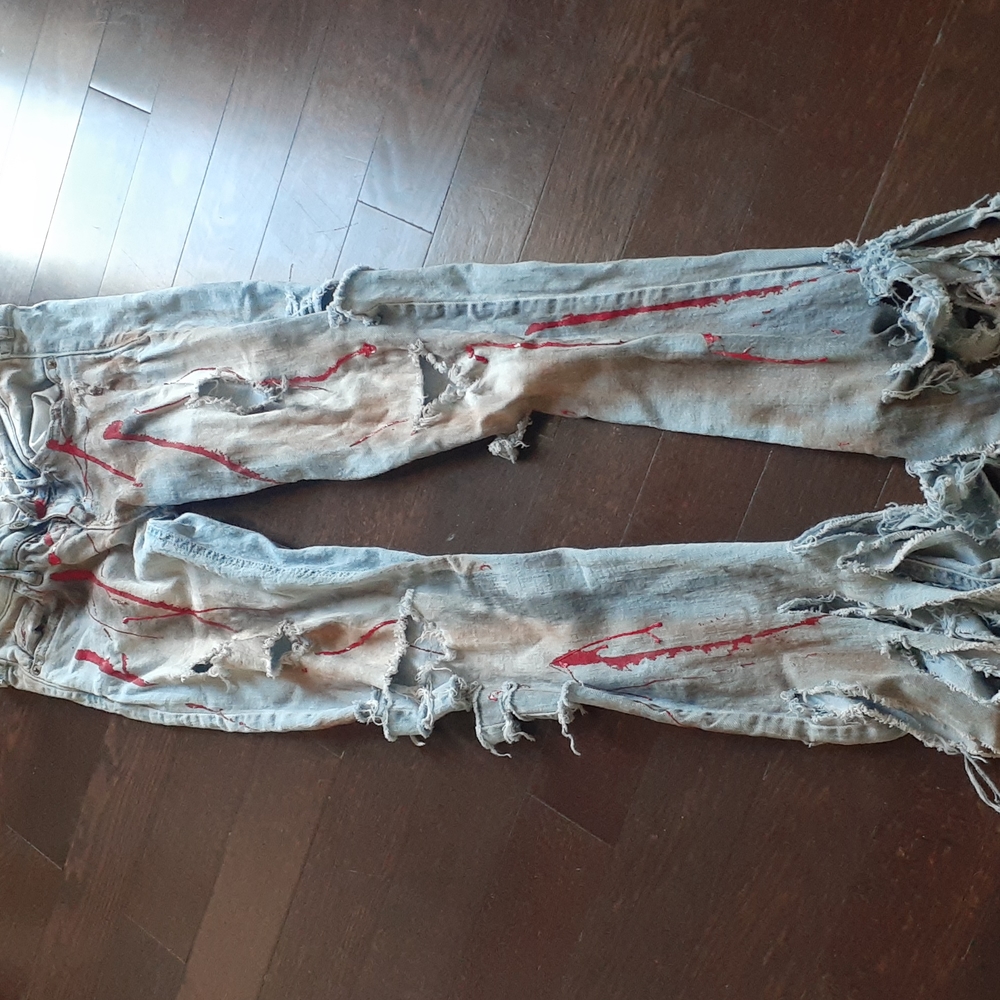 Hollister Jeans  redesigned by my daughter for Halloween